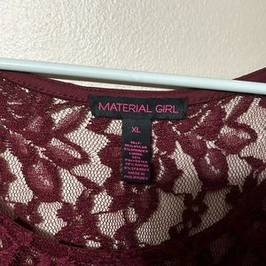 XL maroon lace overlay dress with cream underlay